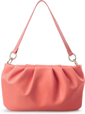 Women Ruched Shoulder Handbag Cloud Pouch Hobo Bag Convertible Clutch Soft Vegan Leather Cross body Bag (Nude)