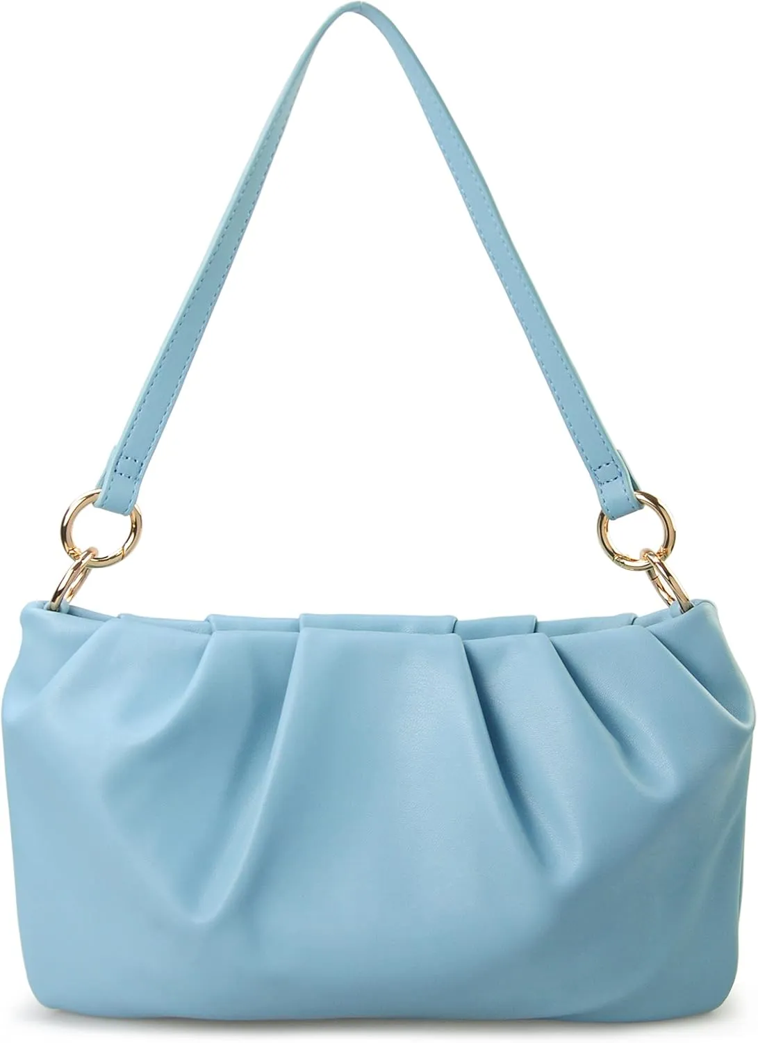 Women Ruched Shoulder Handbag Cloud Pouch Hobo Bag Convertible Clutch Soft Vegan Leather Cross body Bag (Nude)