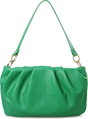 Women Ruched Shoulder Handbag Cloud Pouch Hobo Bag Convertible Clutch Soft Vegan Leather Cross body Bag (Nude)