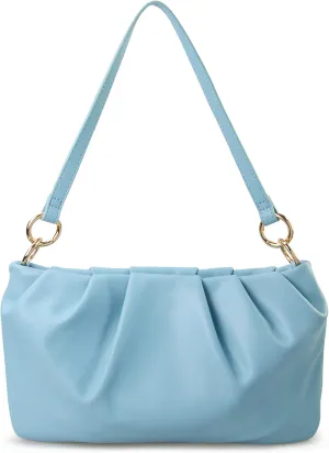 Women Ruched Shoulder Handbag Cloud Pouch Hobo Bag Convertible Clutch Soft Vegan Leather Cross body Bag (Nude)