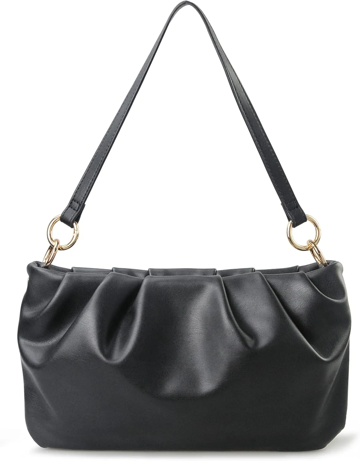 Women Ruched Shoulder Handbag Cloud Pouch Hobo Bag Convertible Clutch Soft Vegan Leather Cross body Bag (Nude)