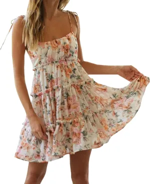 Womens 2024 Summer Floral Mini Dress Boho Flowy Skater Dresses Short Sleeveless Ruffle Spaghetti Women's