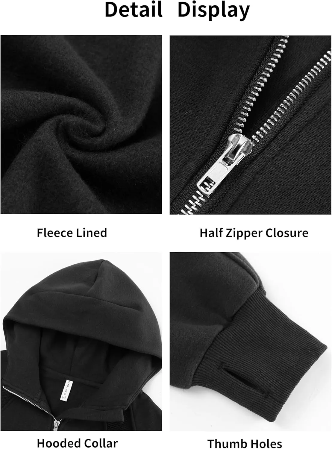 Women's 2024 Sweatshirts Half Zip Cropped Pullover Fleece Quarter Zipper Hoodies Fall Outfits Clothes Thumb Hole