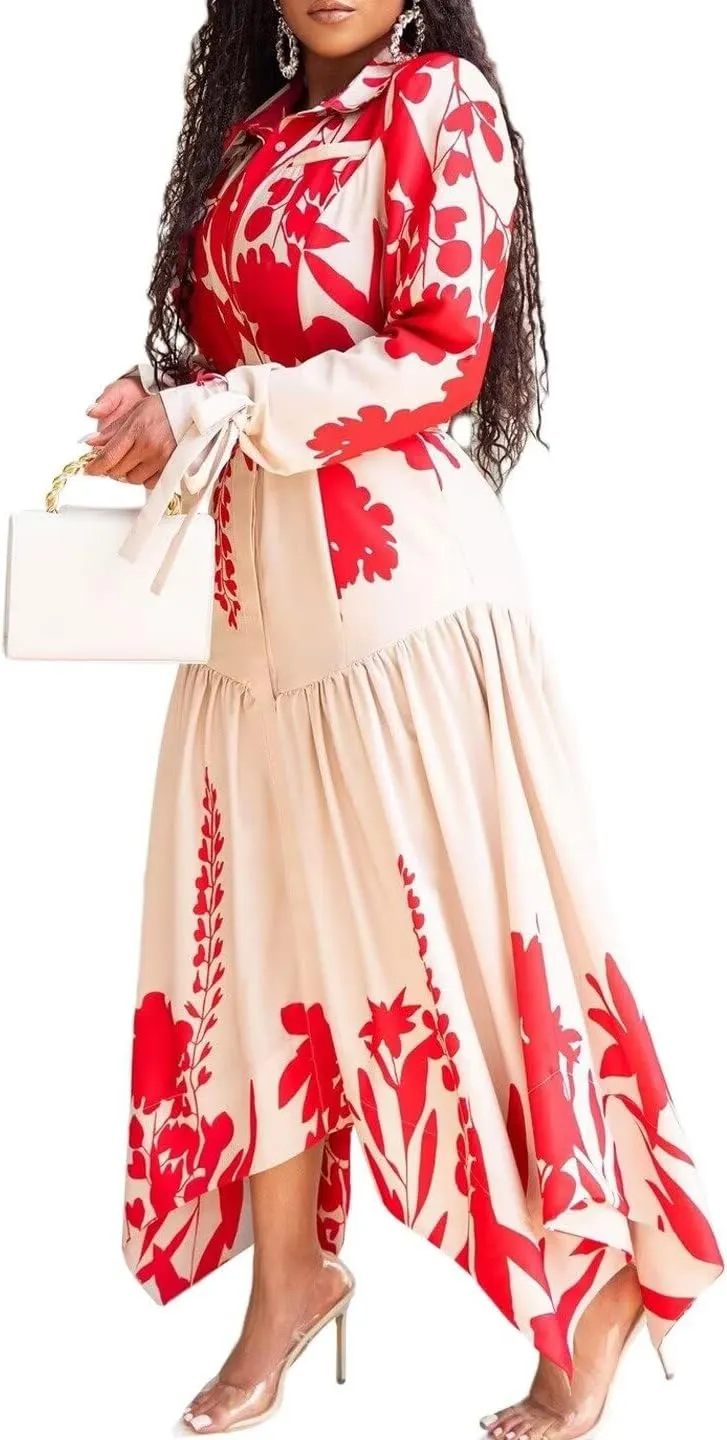 Women's 2025 Fall Dress Mock Neck Pleated Long Sleeve Floral Print Tiere Ruffle Babydoll Mini Long Dresses