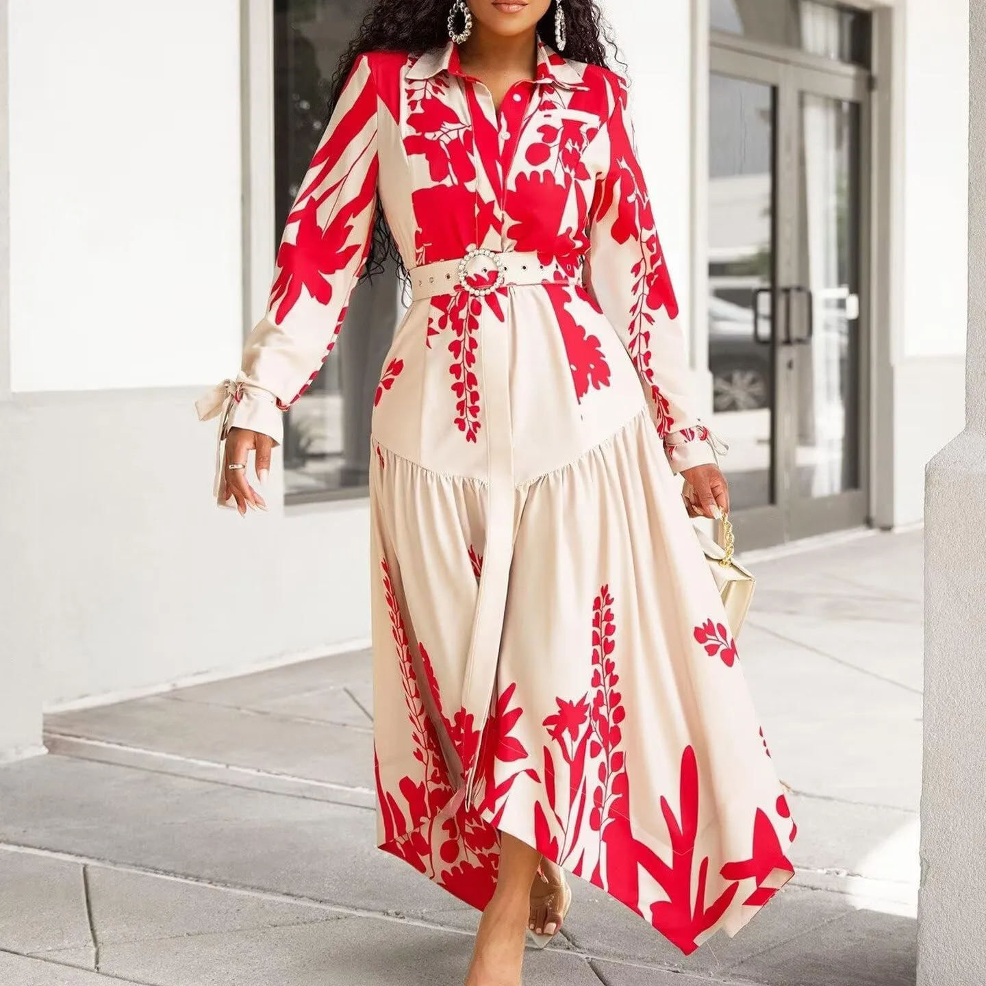 Women's 2025 Fall Dress Mock Neck Pleated Long Sleeve Floral Print Tiere Ruffle Babydoll Mini Long Dresses
