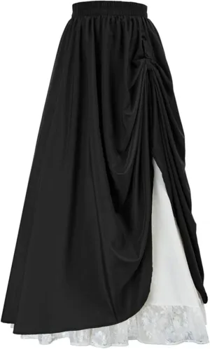 Women's Asymmetrical Split Slit Skirt Ruched Hight Waist Bodycon Midi Skirt Flowy Long Pleated Skirt Dress