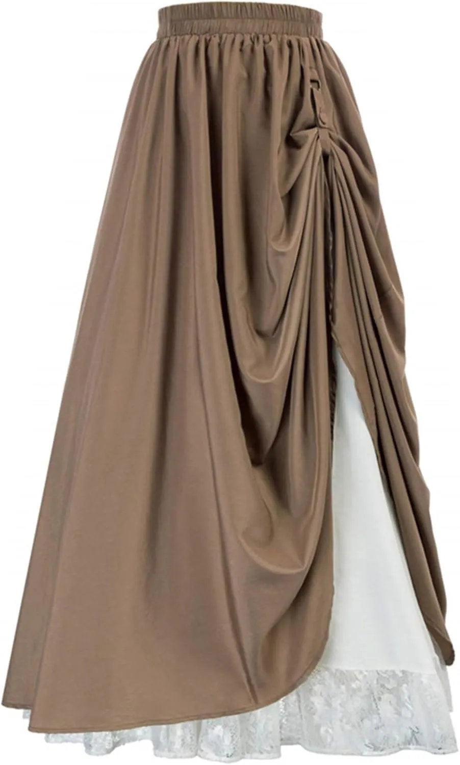 Women's Asymmetrical Split Slit Skirt Ruched Hight Waist Bodycon Midi Skirt Flowy Long Pleated Skirt Dress