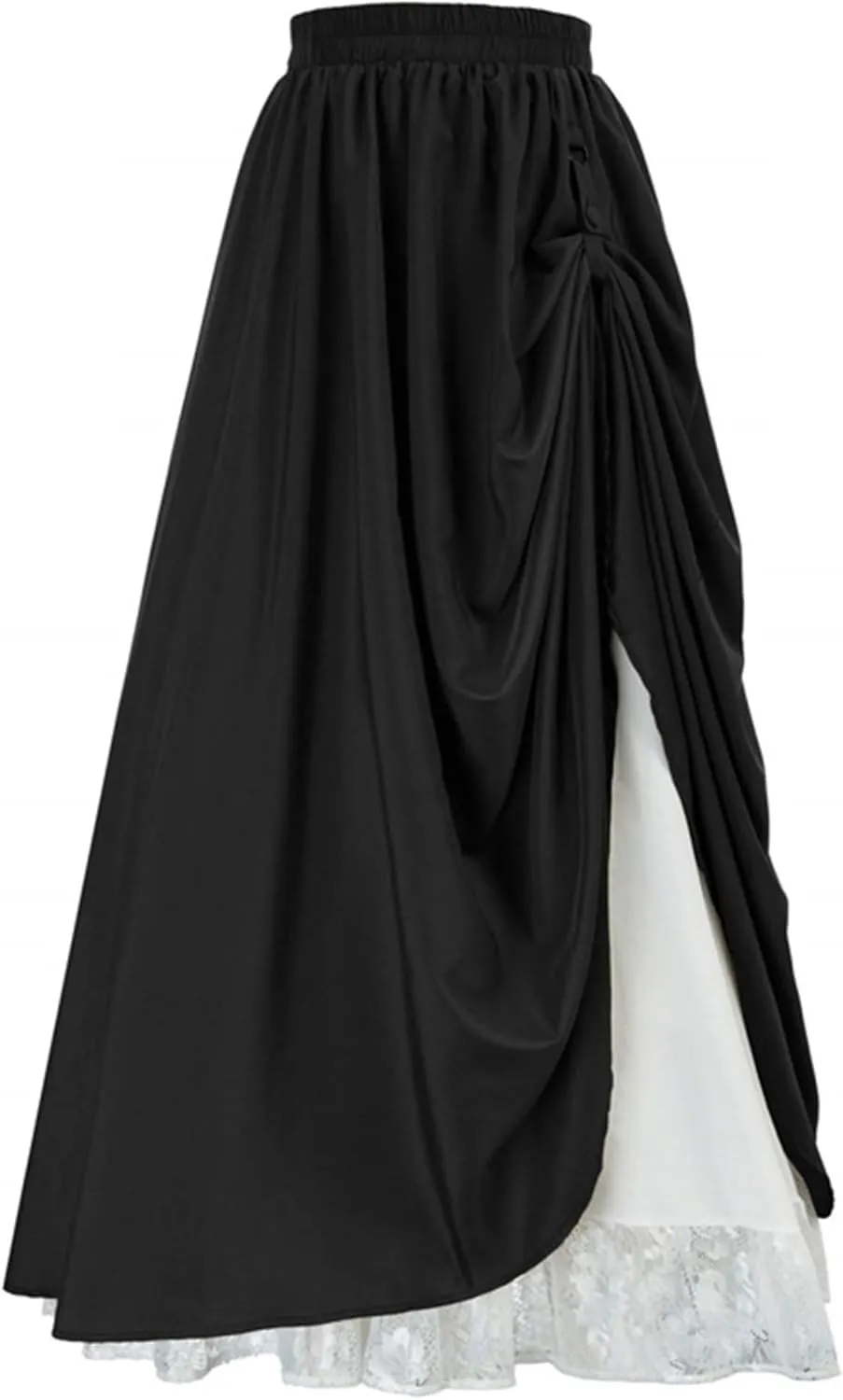 Women's Asymmetrical Split Slit Skirt Ruched Hight Waist Bodycon Midi Skirt Flowy Long Pleated Skirt Dress