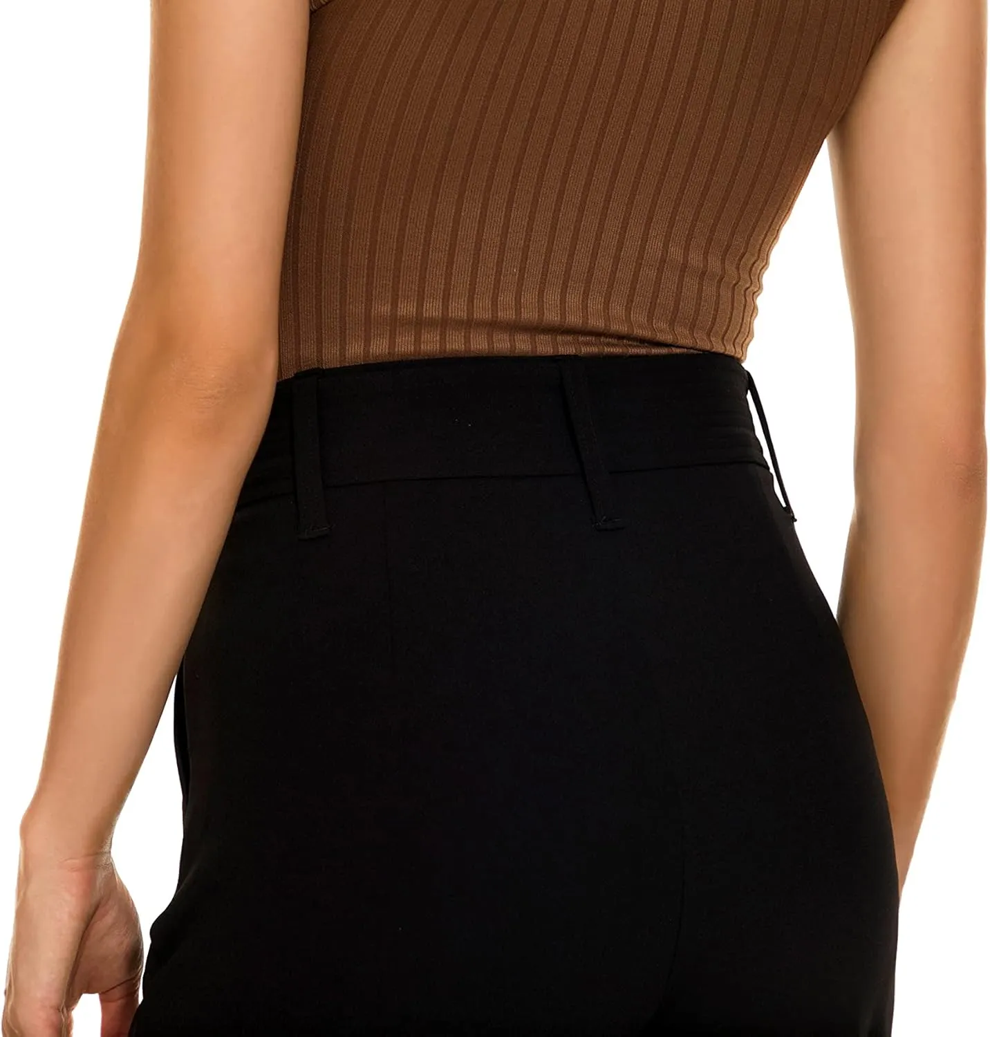 Women's Casual High Waisted Wide Leg Dress Pants with Pockets and Belt