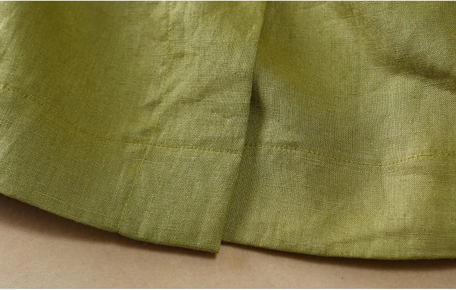 Women's Cotton Linen Front Button A-Line Skirt Casual High Waist Flared Pleated Skirt Vintage Swing Midi Skirt