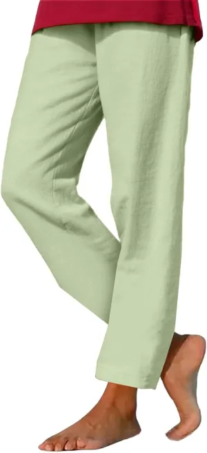 Womens Cotton Linen Pants Casual Summer 2025 Straight Loose High Waisted Drawstring Elastic Pant Beach Daily Trouser