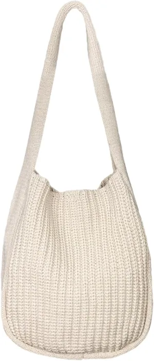 Women's Crocheted Crossbody Tote Hobo Bag, Knitted Shoulder Handbag, Aesthetic Handmade Cute Purse, Knit Crochet Bag