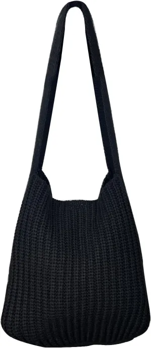 Women's Crocheted Crossbody Tote Hobo Bag, Knitted Shoulder Handbag, Aesthetic Handmade Cute Purse, Knit Crochet Bag