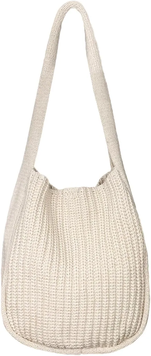 Women's Crocheted Crossbody Tote Hobo Bag, Knitted Shoulder Handbag, Aesthetic Handmade Cute Purse, Knit Crochet Bag
