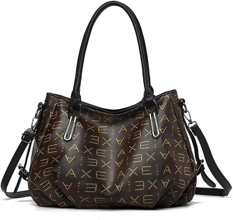 Women's Faux Leather Hobo Shoulder Bag, Large Capacity Tote Purse with Multiple Compartments, Black, Crossbody tote bag