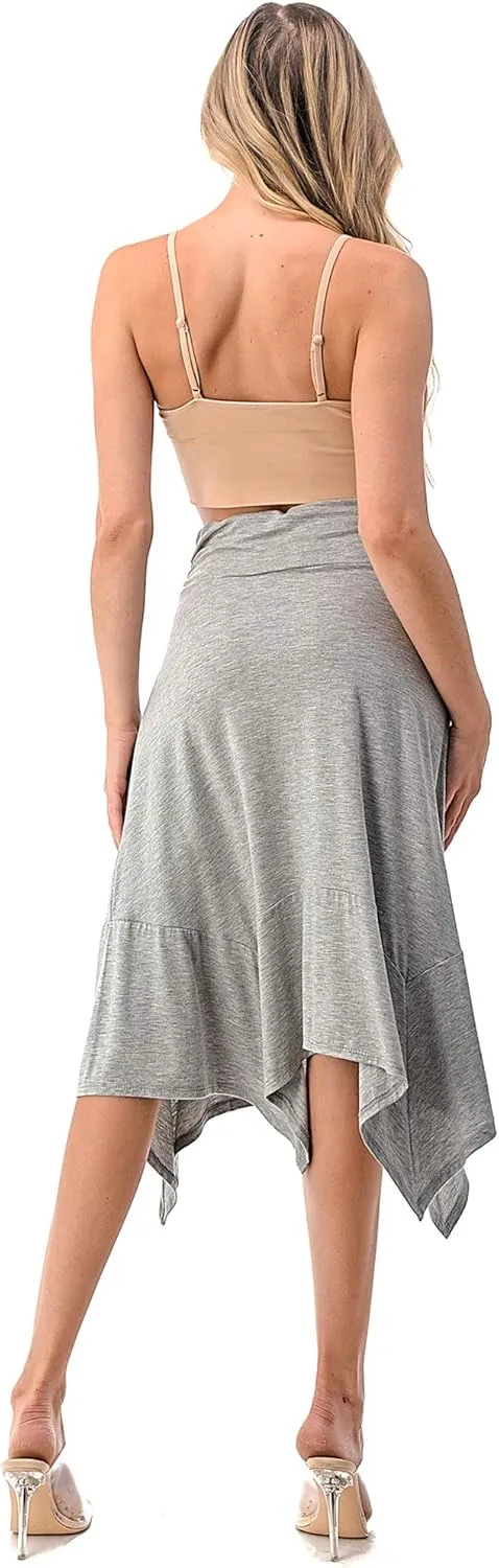 Women's Flowy Handkerchief Hemline Midi Skirt