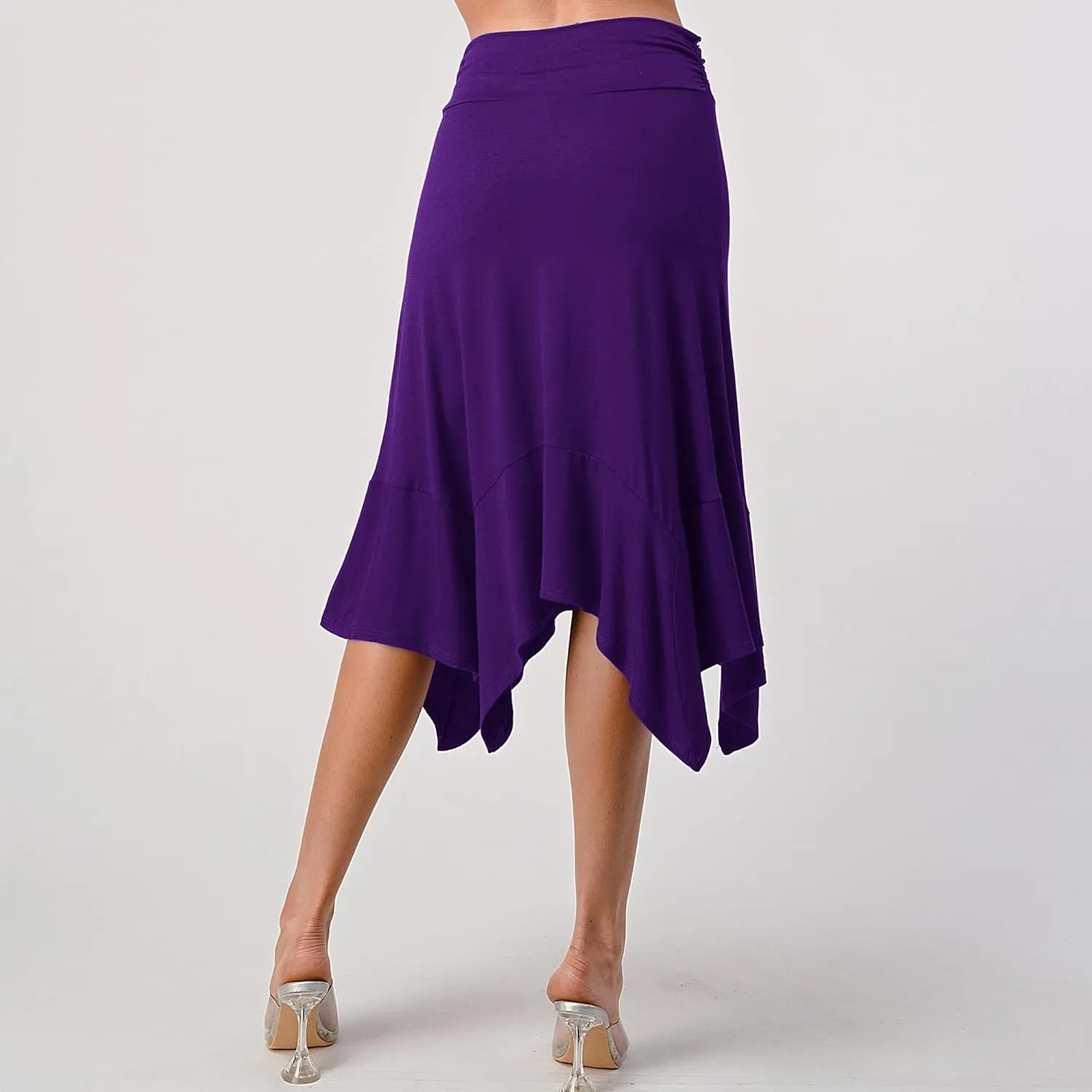 Women's Flowy Handkerchief Hemline Midi Skirt