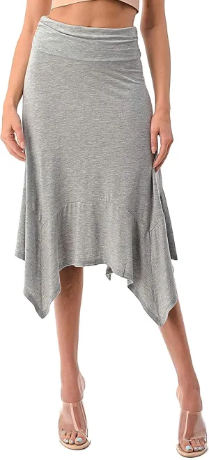 Women's Flowy Handkerchief Hemline Midi Skirt