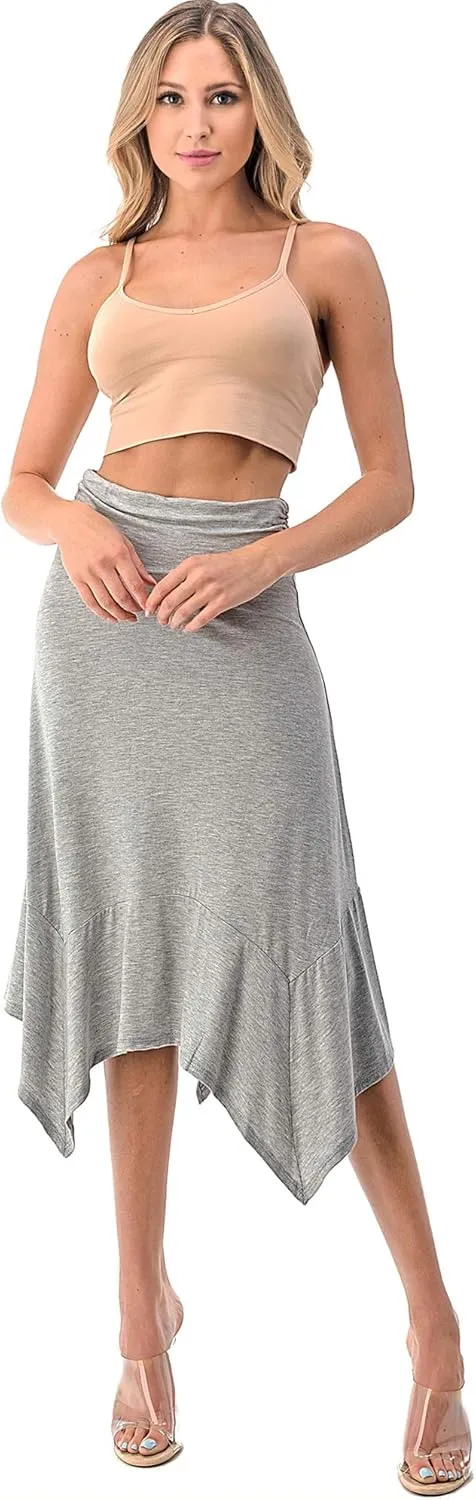 Women's Flowy Handkerchief Hemline Midi Skirt