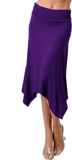 Women's Flowy Handkerchief Hemline Midi Skirt