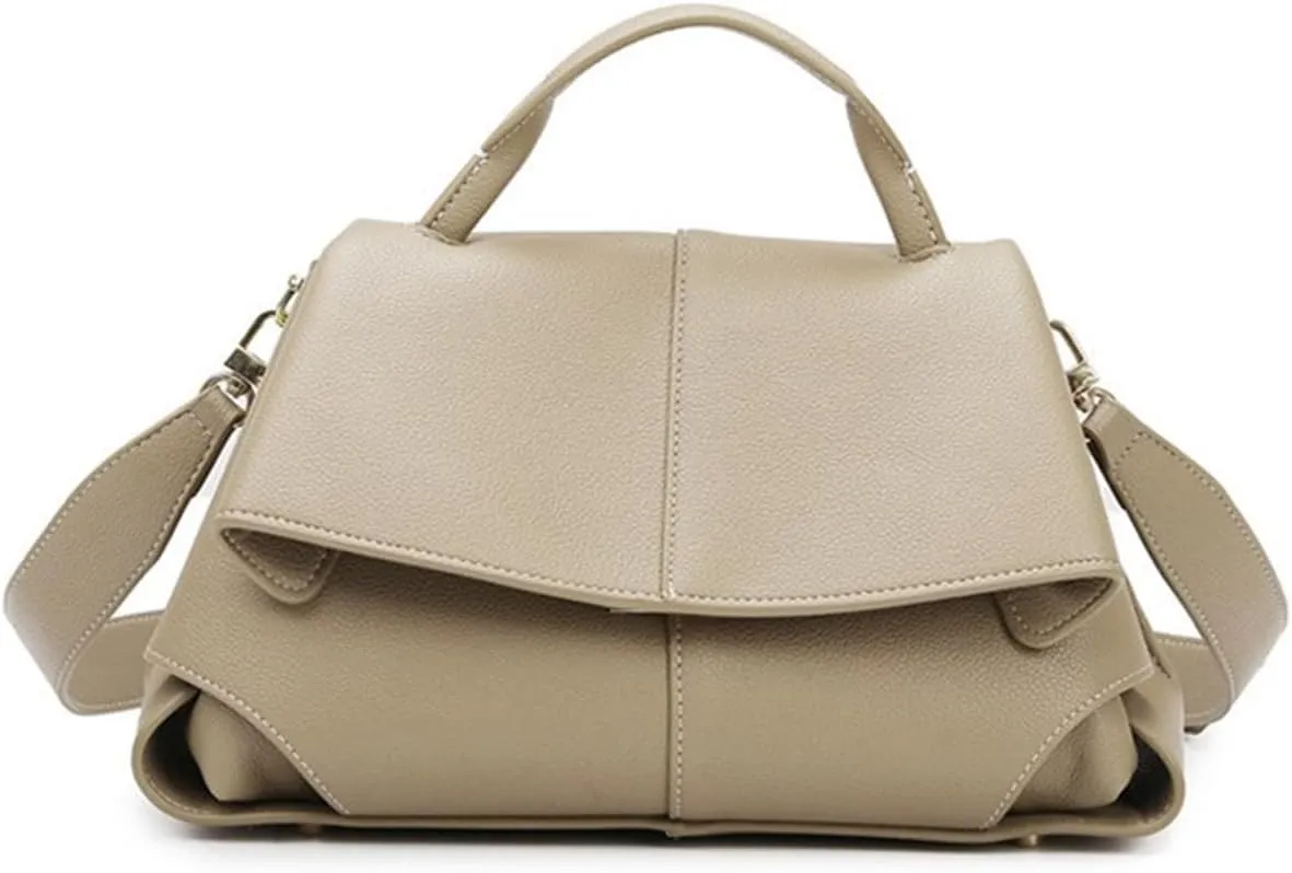 Women's Genuine Leather Handbag, Top Handle Satchel, Shoulder Crossbody Bag with Adjustable Strap