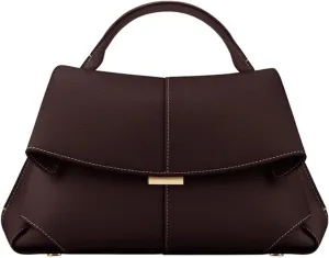 Women's Genuine Leather Handbag, Top Handle Satchel, Shoulder Crossbody Bag with Adjustable Strap