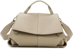 Women's Genuine Leather Handbag, Top Handle Satchel, Shoulder Crossbody Bag with Adjustable Strap