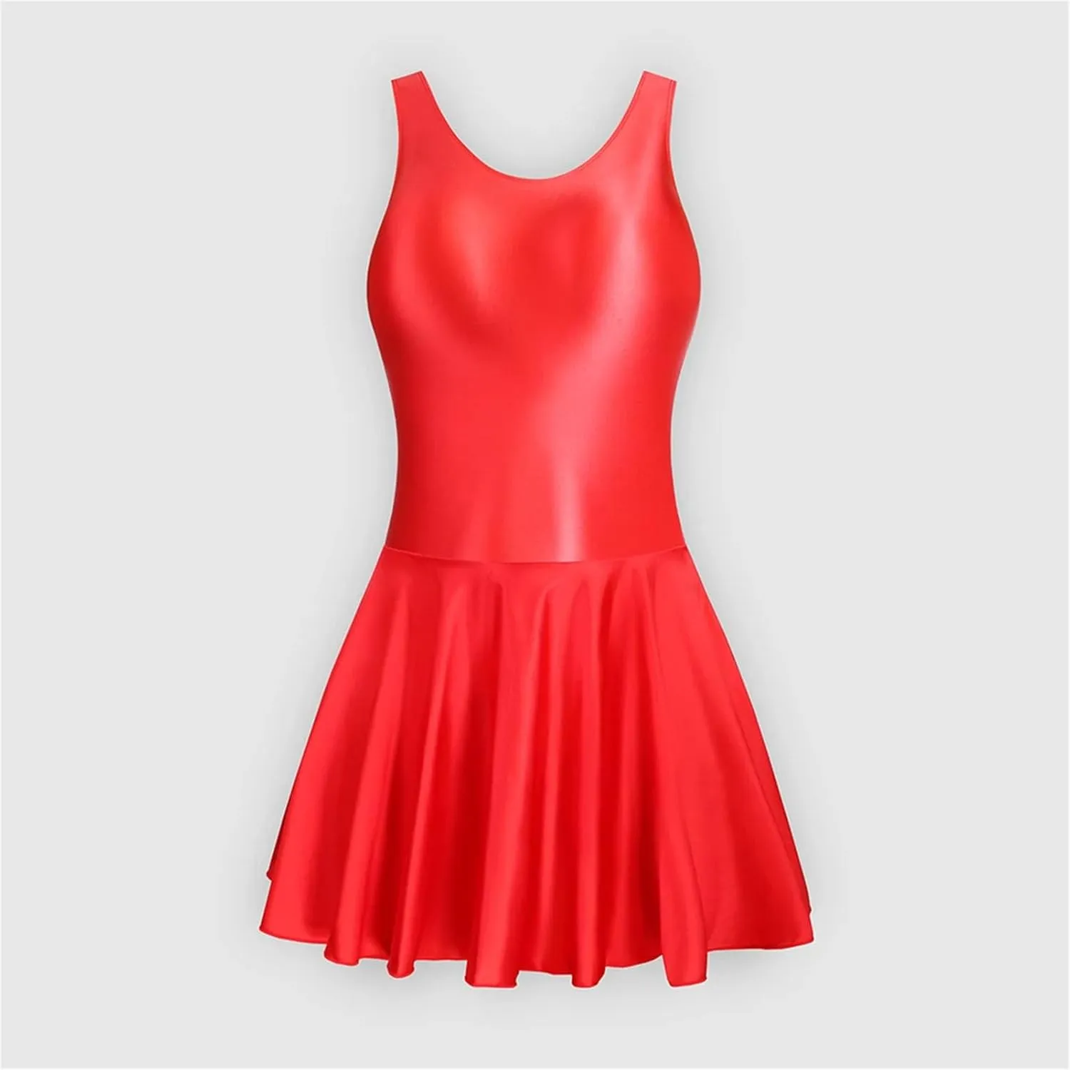Womens Glossy Satin Slim Dress Beach Long Skirt Tank Top Crew Neck