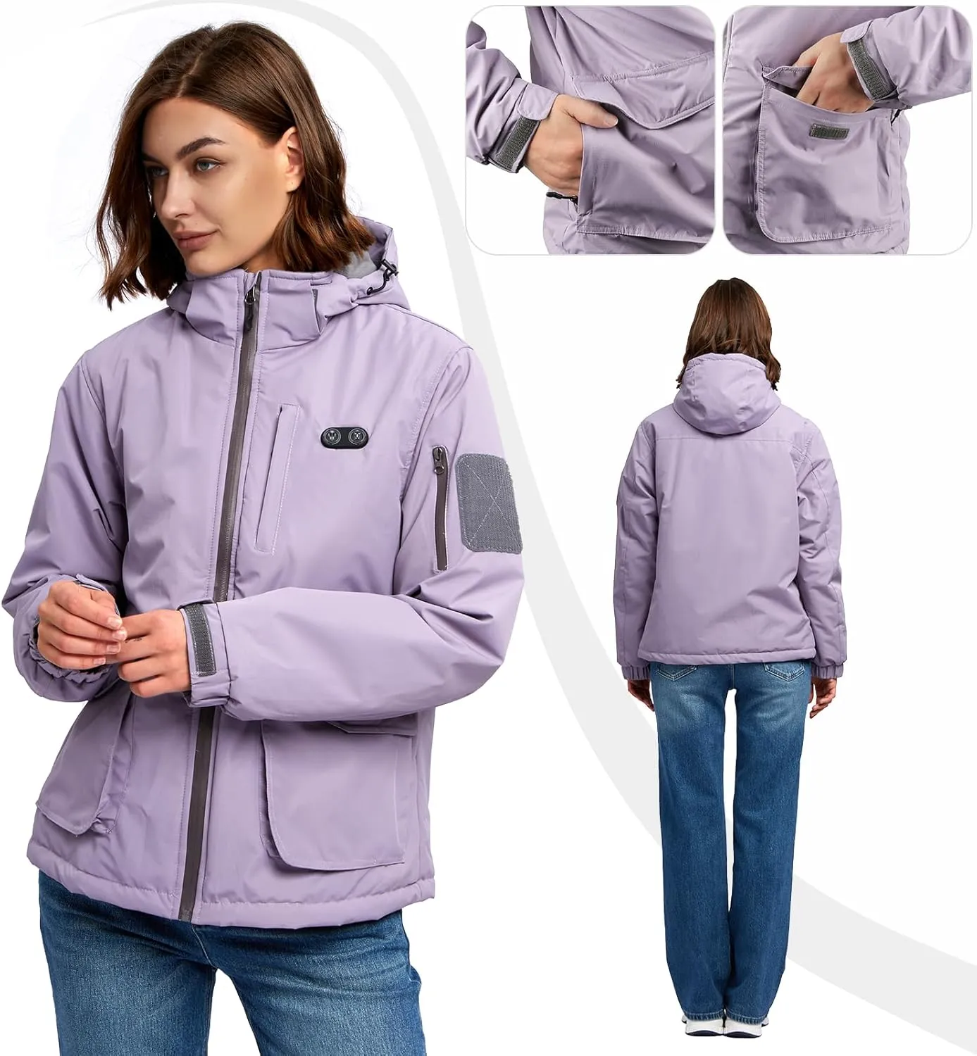 Women's Heated Jacket with 16000mAh Battery Pack Electric Coat