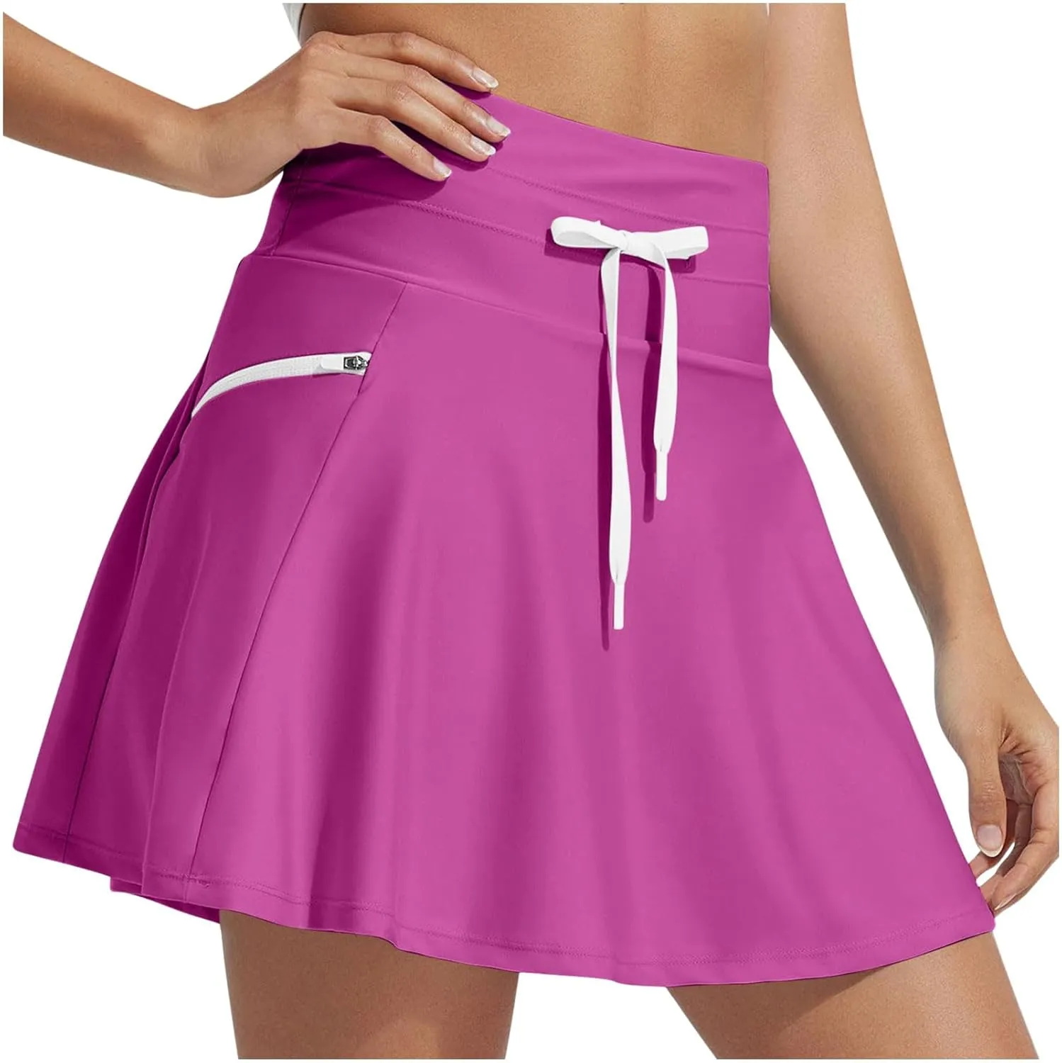 Women's High Waisted 15'' Swim Skirt Liner Quick Dry Bathing Suit Y2k Tankini Swimsuit Bottoms with Zipper Pockets 2025