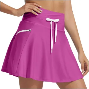 Women's High Waisted 15'' Swim Skirt Liner Quick Dry Bathing Suit Y2k Tankini Swimsuit Bottoms with Zipper Pockets 2025