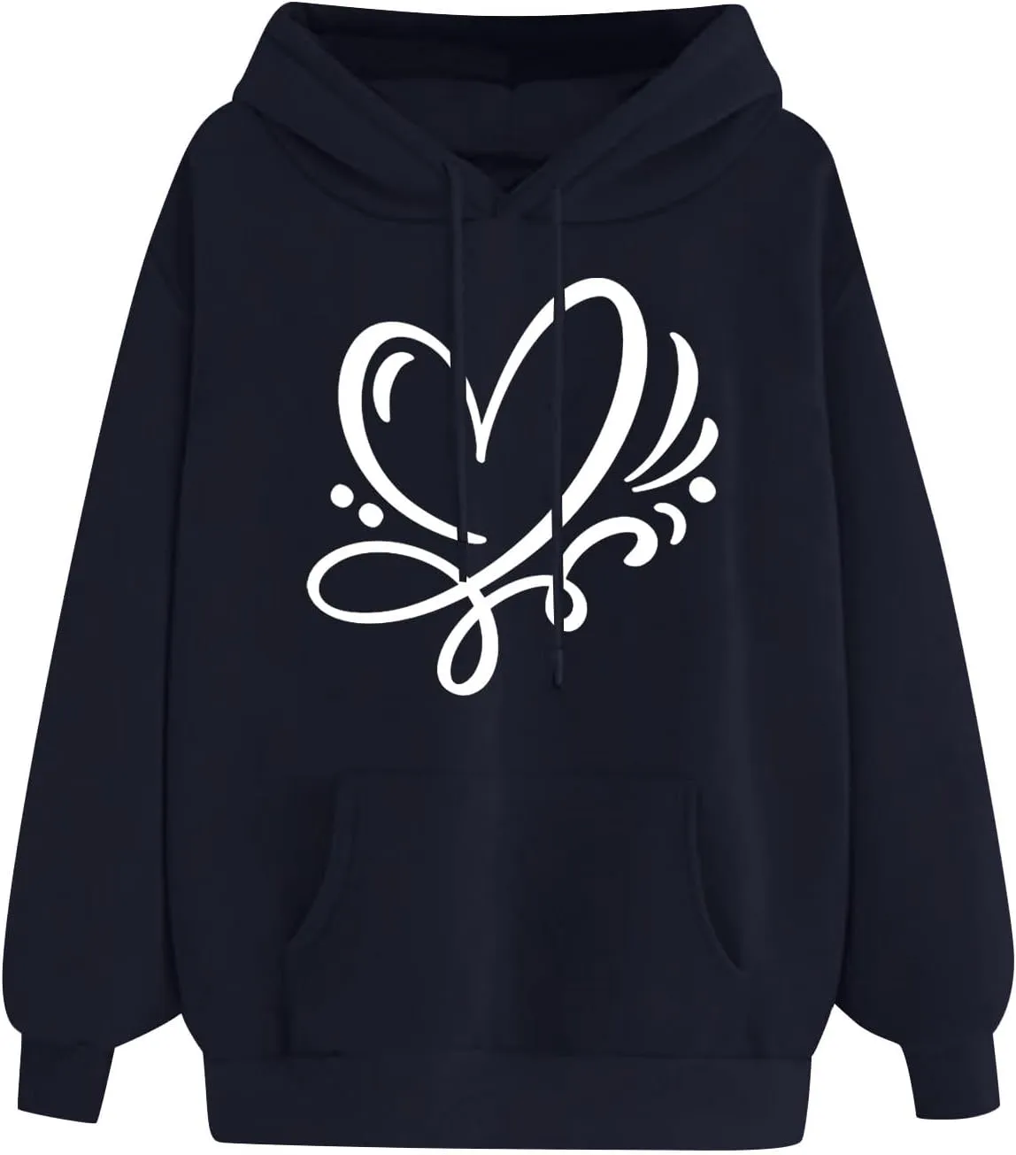 Women's Hoodies Pullover Cute Heart Sweatshirts Casual Long Sleeve Tops Kangaroo Pocket Sweatshirt for Teen Girl