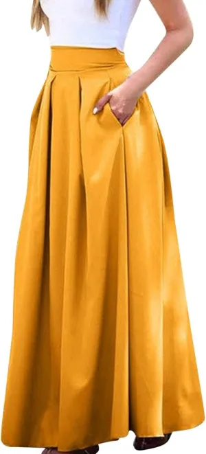 Women's Large Solid Color Pocket High Waist Ol Half Skirt Pleated Skirt Small Knit