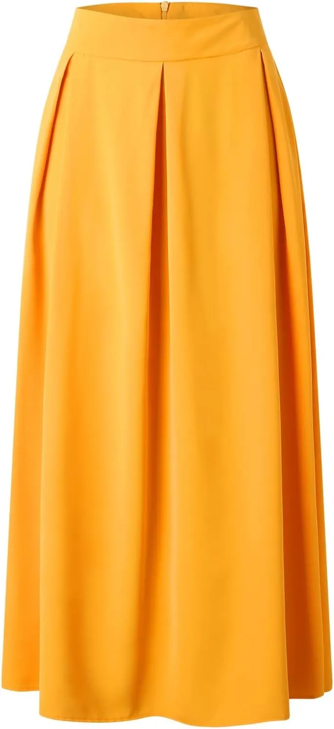 Women's Large Solid Color Pocket High Waist Ol Half Skirt Pleated Skirt Small Knit