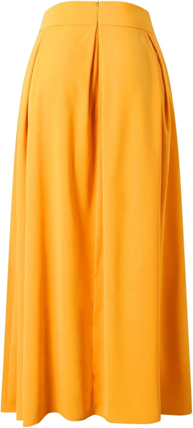 Women's Large Solid Color Pocket High Waist Ol Half Skirt Pleated Skirt Small Knit