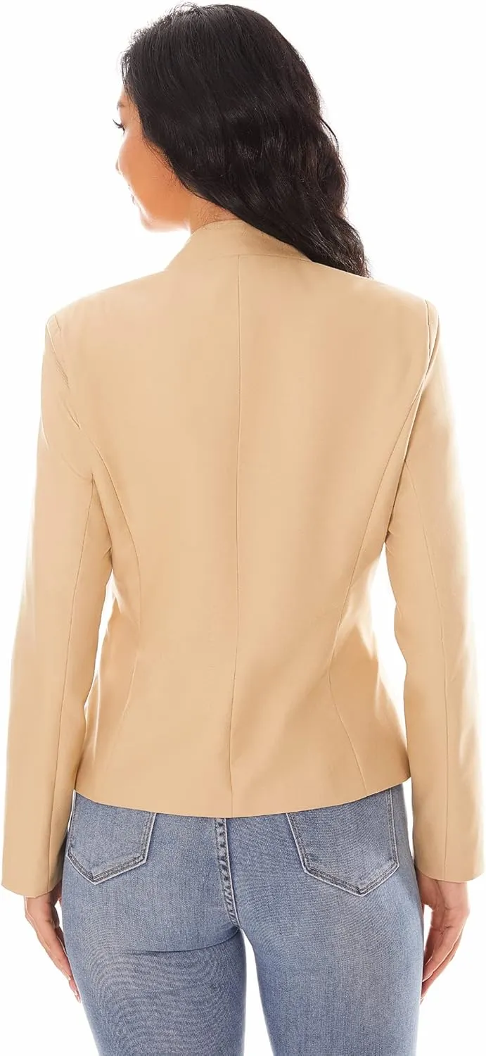 Women's Open Front Office Work Business Crop Suit Blazer Jacket