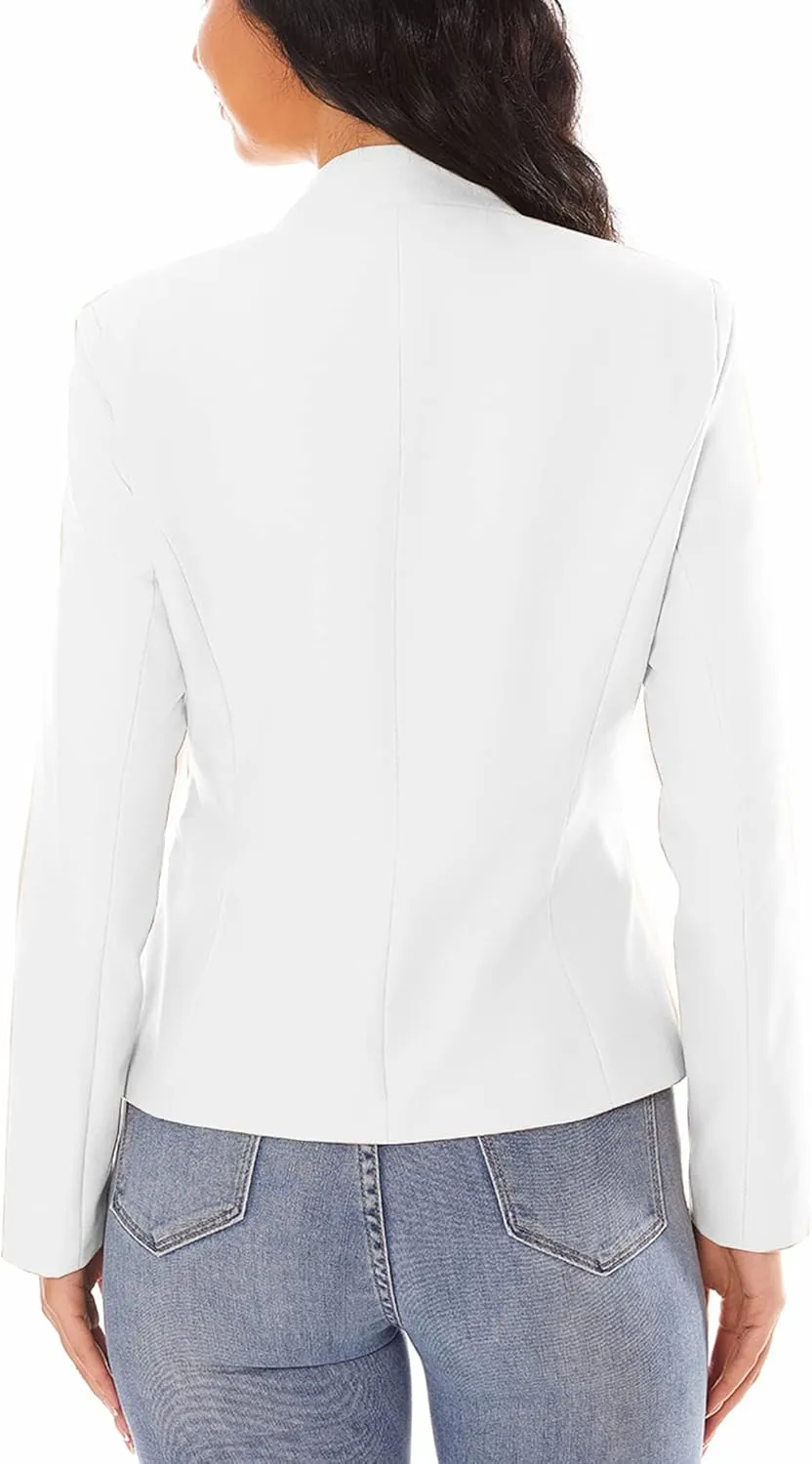 Women's Open Front Office Work Business Crop Suit Blazer Jacket