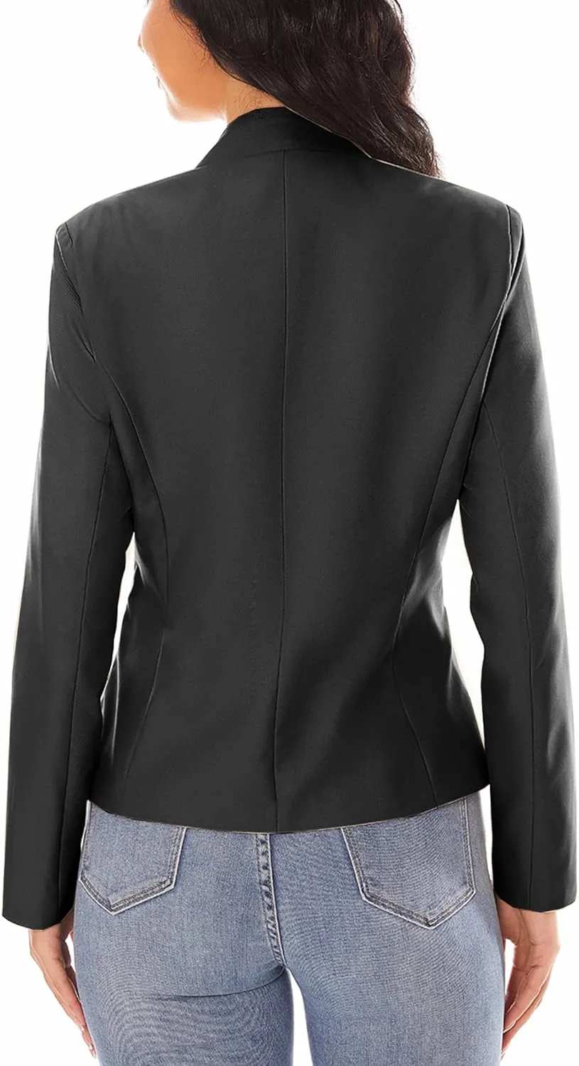 Women's Open Front Office Work Business Crop Suit Blazer Jacket