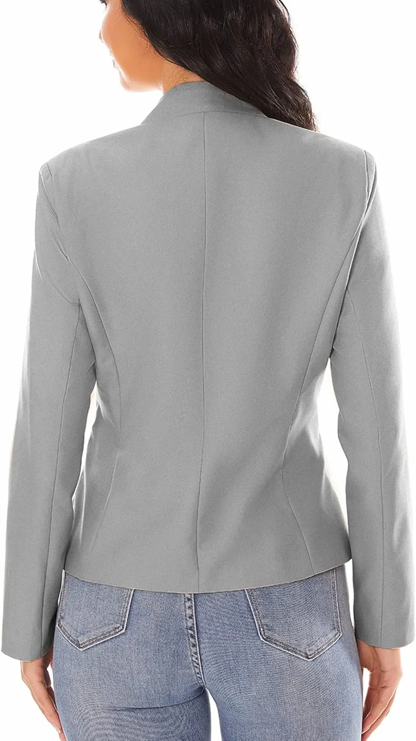 Women's Open Front Office Work Business Crop Suit Blazer Jacket