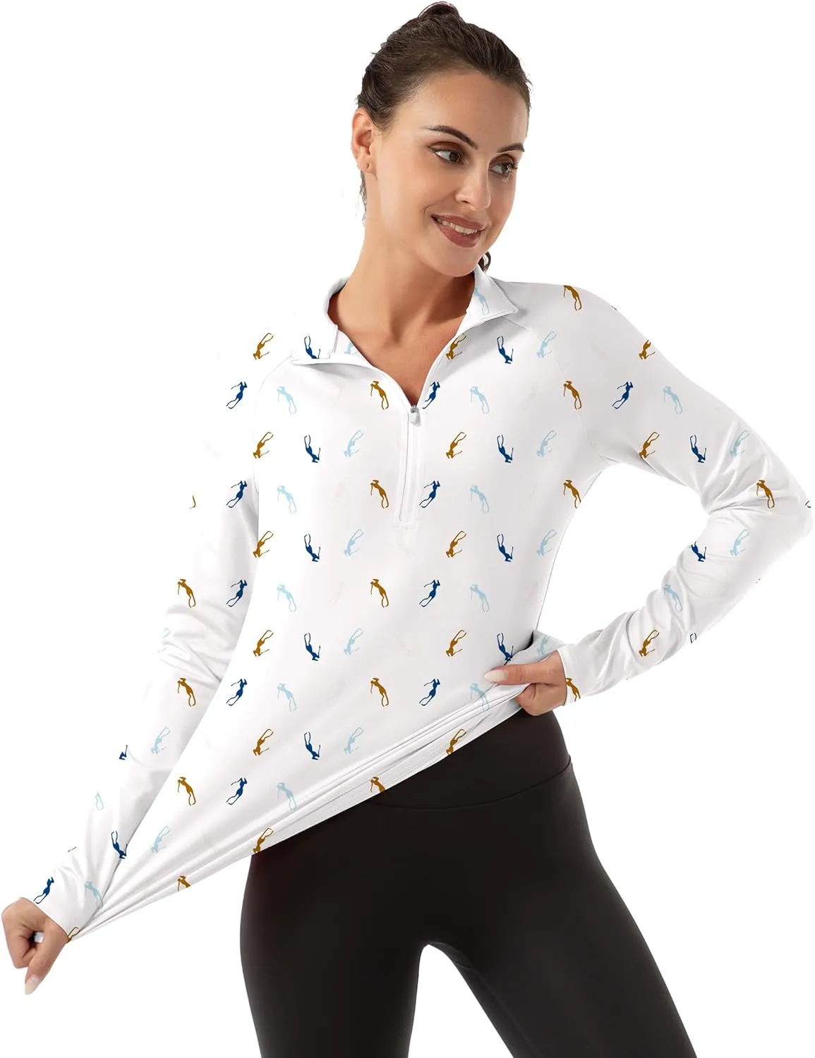 Women's Polo Shirts Long Sleeve UPF 50  Sun Protection Tennis Golf Workout Tops Sport Zipper V Neck