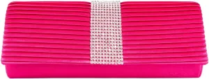 Womens Satin Diamante Ladies Pleated Bow Wedding Bridal Prom Handbag Clutch Bag, Shoulder Purse Crossbody Bag