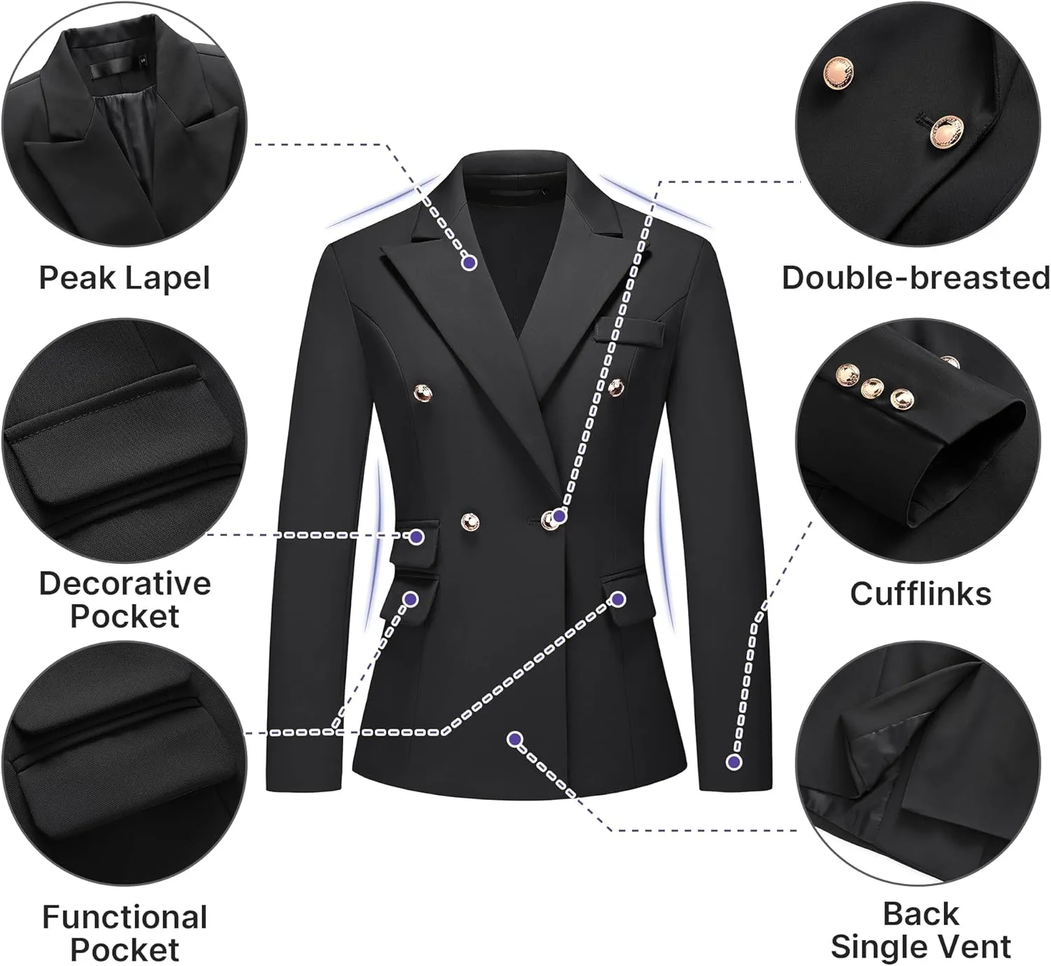 Women's Suiting Pants Suits for Women Dressy Double-Breasted Blazer Business Casual Outfits
