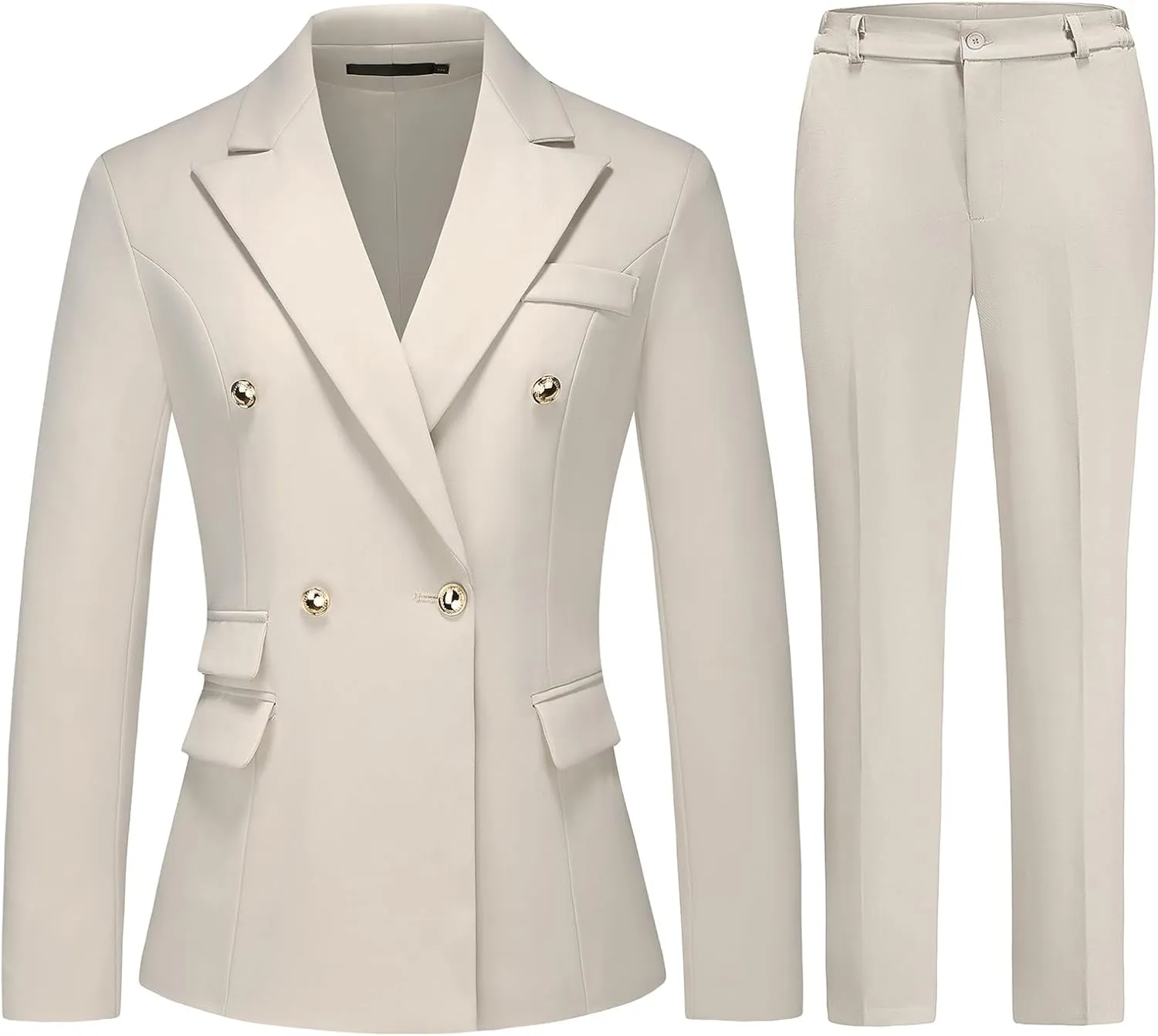 Women's Suiting Pants Suits for Women Dressy Double-Breasted Blazer Business Casual Outfits