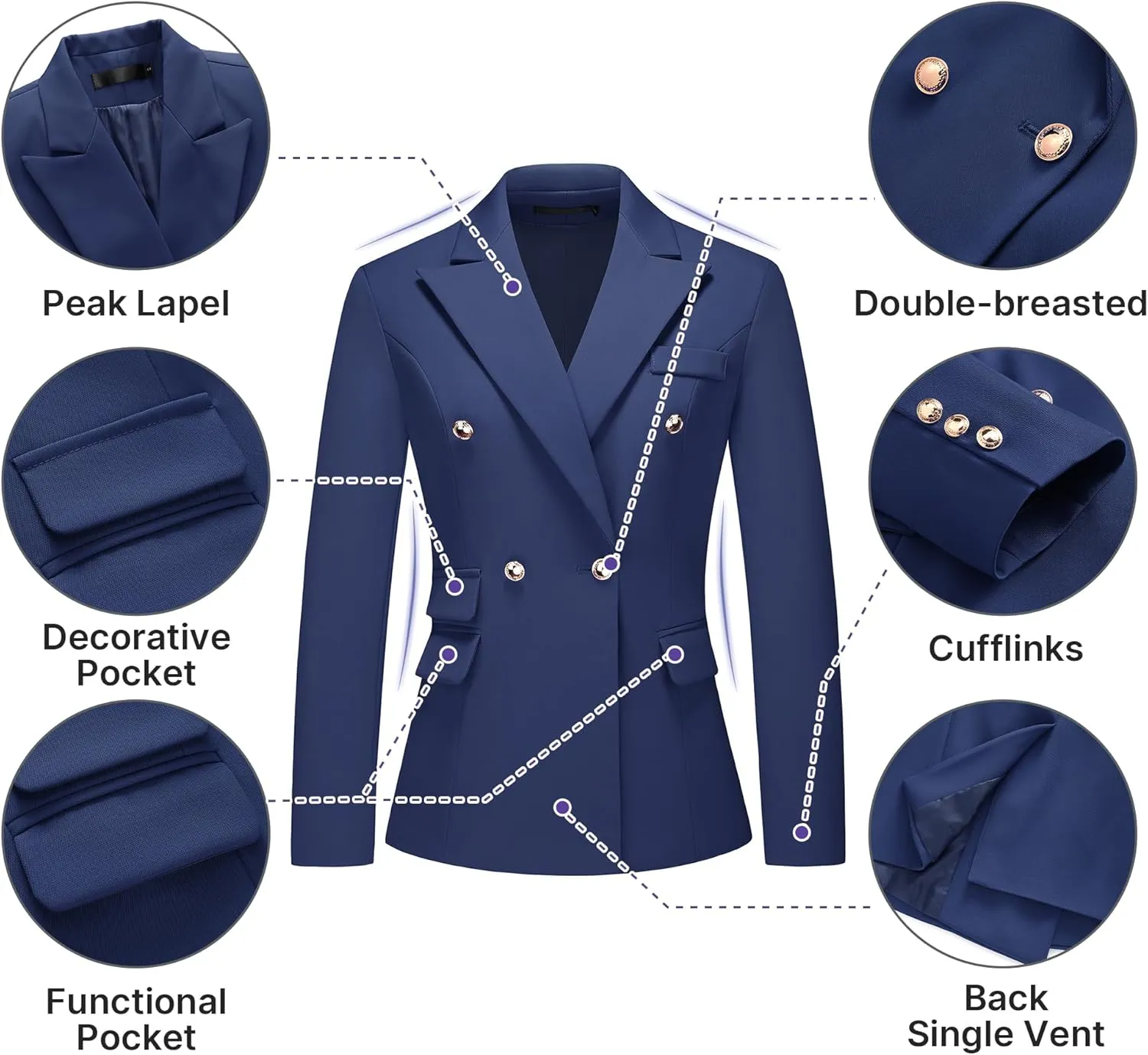 Women's Suiting Pants Suits for Women Dressy Double-Breasted Blazer Business Casual Outfits