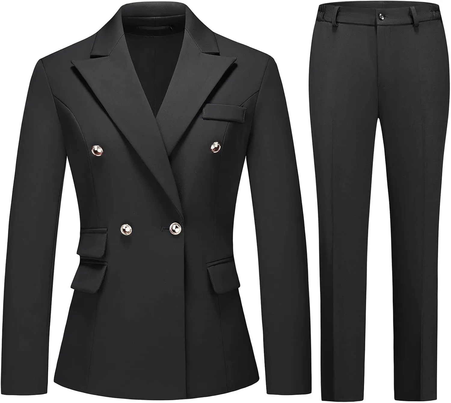 Women's Suiting Pants Suits for Women Dressy Double-Breasted Blazer Business Casual Outfits