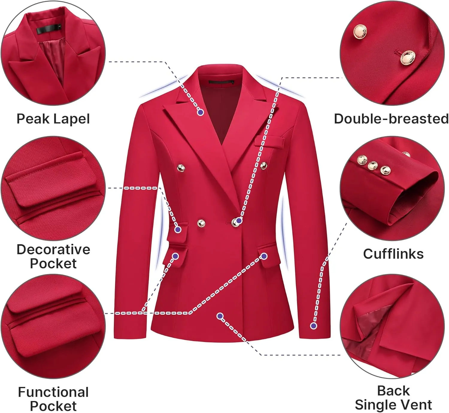 Women's Suiting Pants Suits for Women Dressy Double-Breasted Blazer Business Casual Outfits