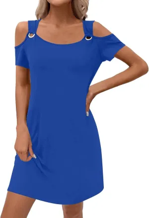 Women's Summer Boho Short Sleeve T-Shirt Mini Dress 2025 Tropical Beach Vacation Sundress Casual Flowy Dresses
