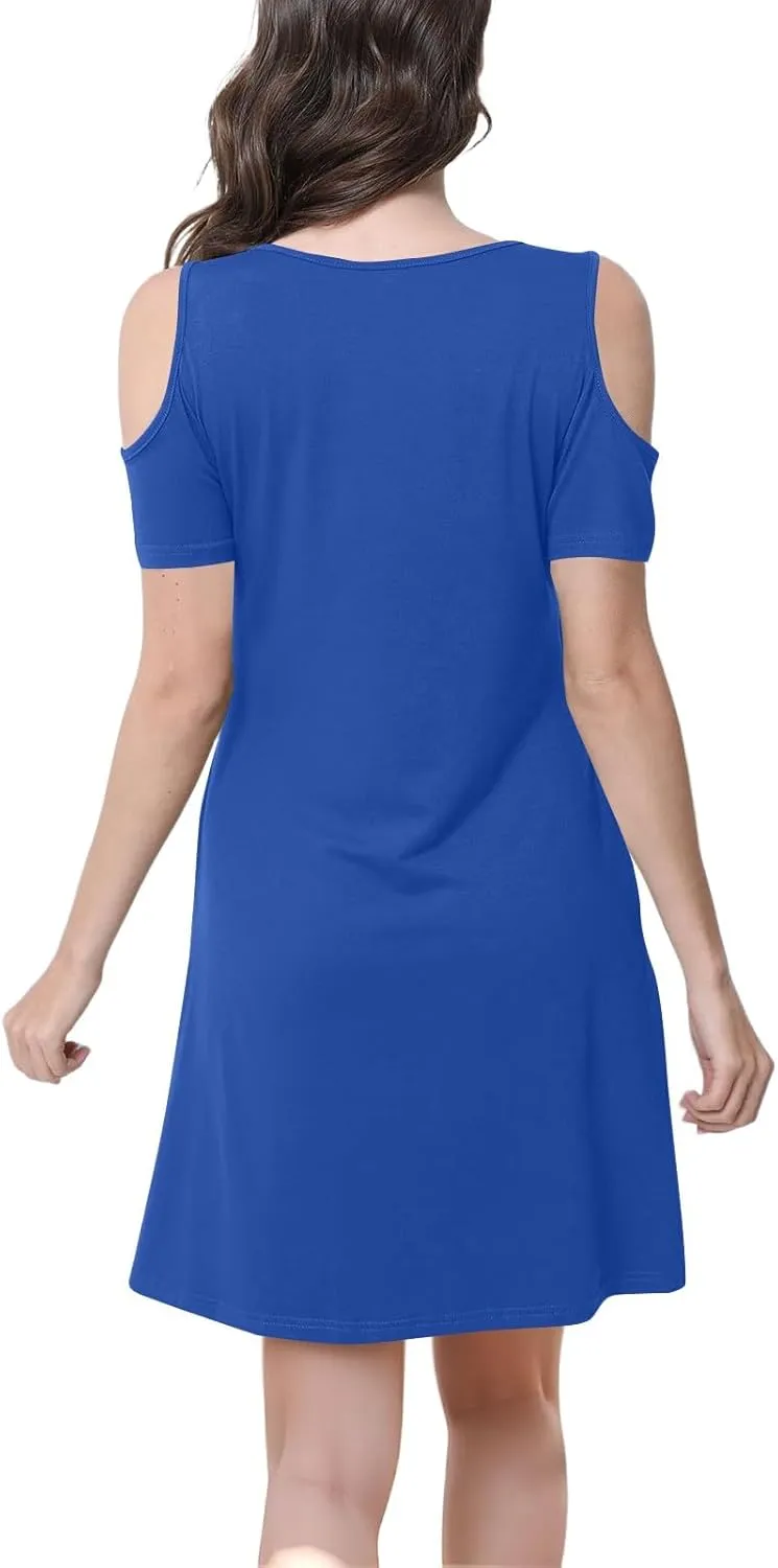 Women's Summer Boho Short Sleeve T-Shirt Mini Dress 2025 Tropical Beach Vacation Sundress Casual Flowy Dresses