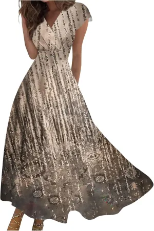 Womens Summer Maxi Dress Chiffon Loose Fit Swing Daily Solid Color 2025 Mature Casual Outdoor Slim Party Dresses