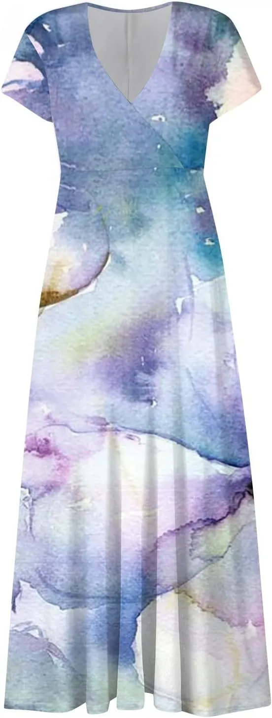 Womens Summer Maxi Dress Chiffon Loose Fit Swing Daily Solid Color 2025 Mature Casual Outdoor Slim Party Dresses